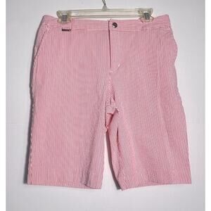 Ralph Lauren Active Pinstripe Bermuda Shorts Travel Beach Pink White Women's 10
